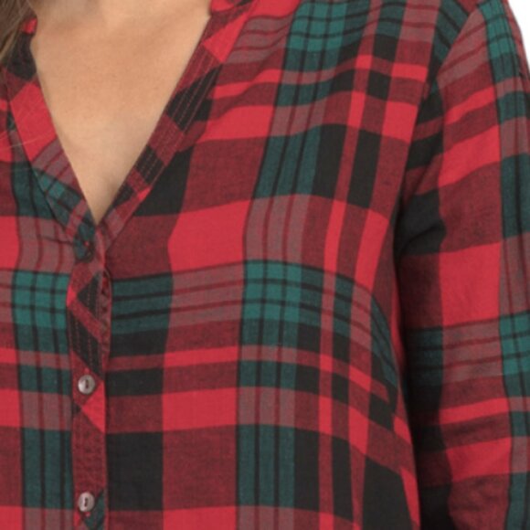 NICOLE MILLER NEW YORK Linen Blend Plaid Mini Shirt Dress - Picture 3 of 3